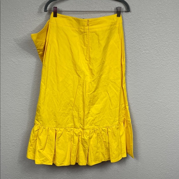 NWT La DoubleJ Bright Yellow Ruffle Faux Wrap Jazzy Skirt Midi Sz M - Picture 4 of 11
